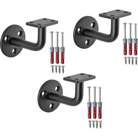 SOTECH Handlaufhalter CURVE 90° Stahl schwarz pulverbeschichtet 55 x 70 x 80 mm Geländerhalter rund Halter für Treppengeländer, 3er Set