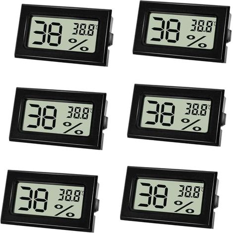Hygromètre-thermomètre, mini-hygromètre numérique avec écran LCD, mesure de la température intérieure, idéal pour chambre de bébé, chambre à coucher, cave à vin, noir (6) (1/5)