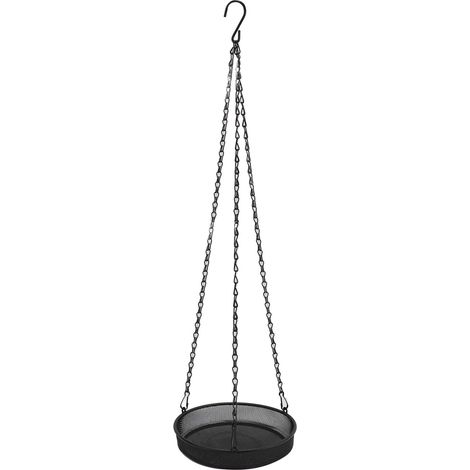 Mangeoire à oiseaux grande capacité en métal fin à revêtement poudré, avec plateau suspendu pour jardin ou extérieur. (1/5)