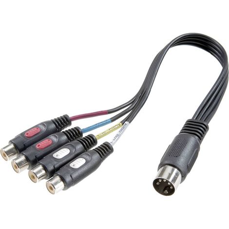 SpeaKa Professional SP-7870300 RCA / Attacco DIN Audio Adattatore a Y [1x Spina a 5 poli (DIN) - 4x Presa RCA] Nero (1/5)