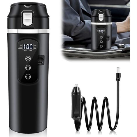 Auto-Chauffe-Tasse: 1 Pièce Sans BPA Bouilloire Électrique, Portable Pour Voiture, Pour Voyage Camping (Noir 500ml) (1/5)