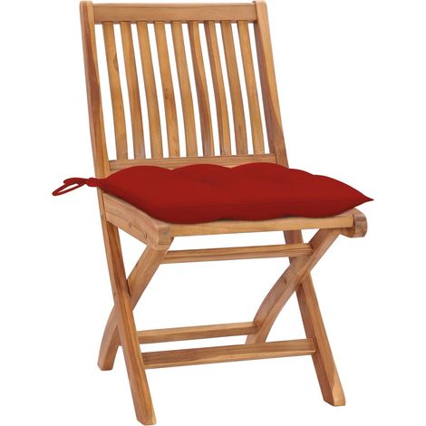 Maison Exclusive - Sedie da Giardino Pieghevoli con Cuscini 4 pz Massello di Teak