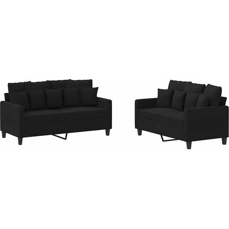 Maison Exclusive - 2dílná sedací souprava s poduškami černá textil (1/5)