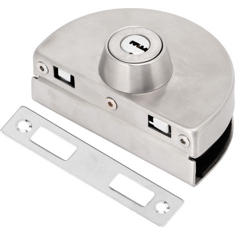 Serrure de porte vitrée demi-ronde en acier inoxydable, verrou simple face pour porte vitrée coulissante de bureau (1/5)