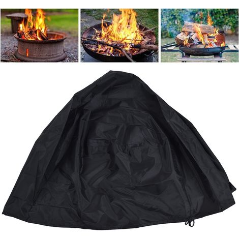 [Lagerfeuerabdeckung] Wasserdichte schwarze Polyesterplane, Größe 122 x 46 cm, mit Aufbewahrungstasche für Terrassen- und Lagerfeuer im Freien (1/5)