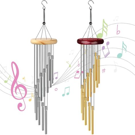 2-teiliges Windspiel-Set, Windspiel mit 24 Aluminiumlegierungsröhren, Windspiel für Gärten, Terrassen, Hinterhöfe und als Dekoration für Zuhause.
