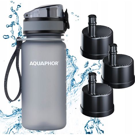 Bouteille filtrante AQUAPHOR CITY 350 ml Grise Lot de 3 cartouches (1/5)