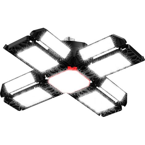 200 W LED-Werkstattleuchte, Garagenbeleuchtung, 1 Stück, 6500 K, verformbare Deckenleuchte mit 12 verstellbaren Paneelen – E26/E27-Erkerleuchte für Keller, Geschäft, Werkstatt, Scheune, Lager [Energie (1/5)