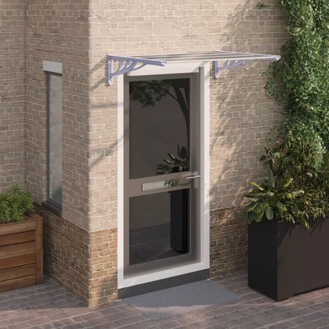 Auvent de porte, Marquise auvent de porte, Abri banne entrée protection Gris et transparent 122x90 cm Polycarbonate LKOWF10438 (1/5)