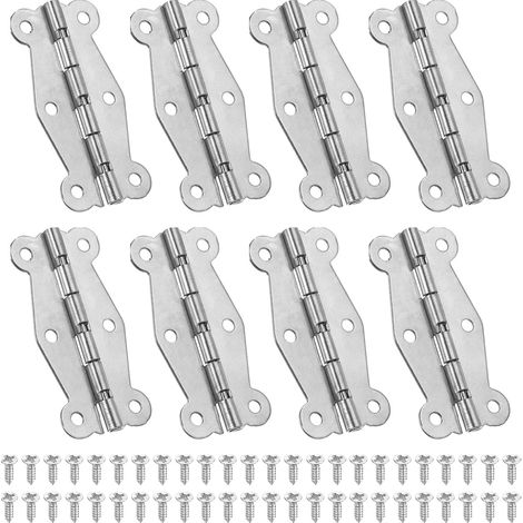 Petites Charnières Mini de Boîte Vintage 49mm, 8 Pcs 90 Degré Charnières de Papillon pour Boîte à Bijoux, Quincaillerie avec Vis pour Armoire, Boîte en Bois, Tiroir, Argenté (1/5)