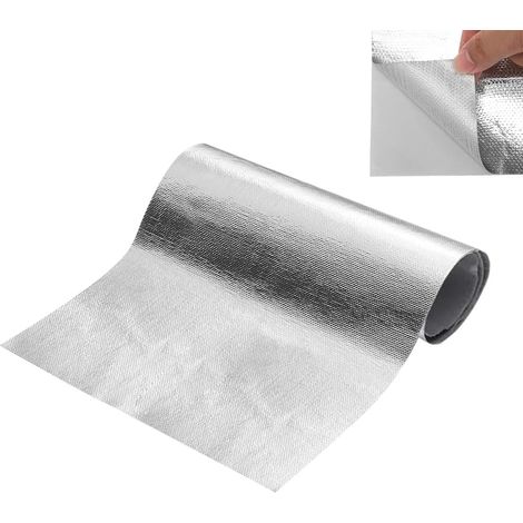 Aluminised Thermal Barrier, 30 x 60 cm Aluminium Heat Protection Mat, Adhesive Backing, Insulation Sheet Self-Adhesive Fiberglass Insulation High Temperature Protection for Car Pipe (1/5)