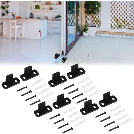 Guide Porte Coulissante,Guide Porte Galandage,Guidage au Sol Porte,Guide de Plancher Porte Coulissante Bas de Porte de Grange Coulissante pour Porte D'armoire Porte en Bois (Noir8 PCS) (1/5)