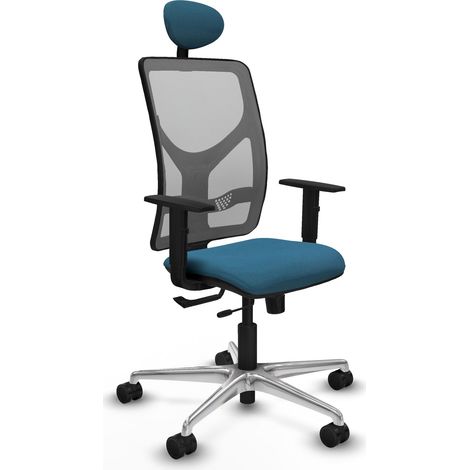 Chaise de bureau piqueras y crespo Motilla gris maille aluminium (1/2)