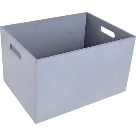 Cassetta Legno Con Manici 39x29x23 cm - Grigia (1/5)