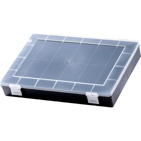 Boîte de rangement : boîte de tri stable (PP-Classic) avec compartiment fixe (12 compartiments), dimensions de la boîte de tri : T225 x 335 x H55 mm, noir, 611810 (1/5)
