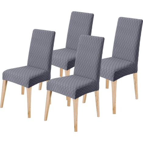 Stuhlhussen 4er Set Grau, Universal Esszimmerstuhlbezug, Waschbar, Elastisch (1/5)