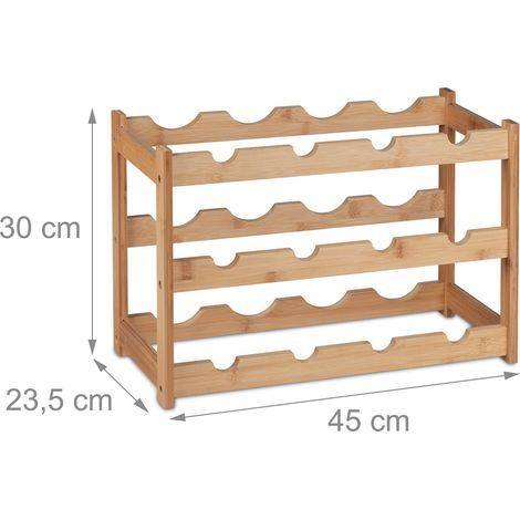 Set di 12 portabottiglie orizzontali in legno design pulito cucina zona bar 60 x 25 x 25 cm in bambù naturale 130013101