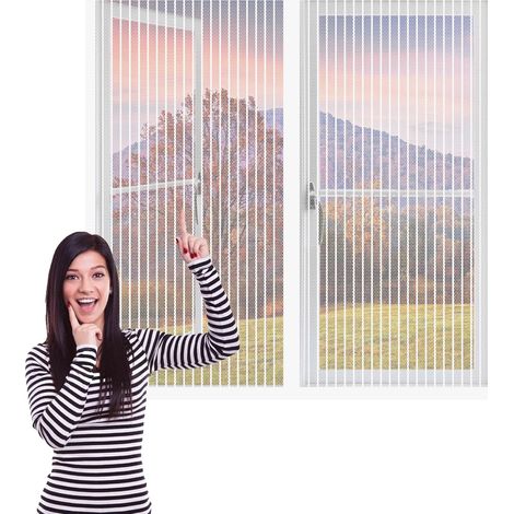 Moustiquaire Fenetre 237 x 213 cm Rideau Anti Mouche Auto-Adhésif Sans Percer Facile à Installer pour Tout Type de Fenêtre, Blanc (1/5)