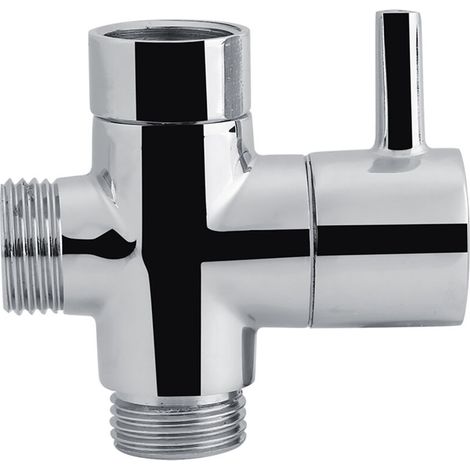 3-Wege-T-förmiges Umstellventil für Dusche, Toilette, Bidet, Sprühgerät und Wasseranschluss, Farbe: Chrom.
