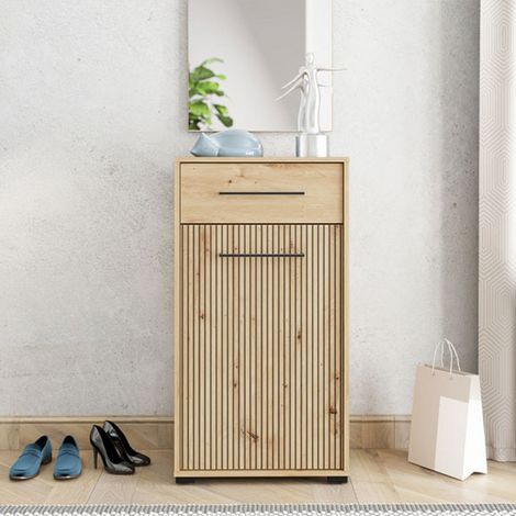 Mobile da Ingresso Pincara, un Cassetto, 2 Ripiani, Un'anta, 54.5x40x101.5h cm Marrone Rovere Nodi (1/5)