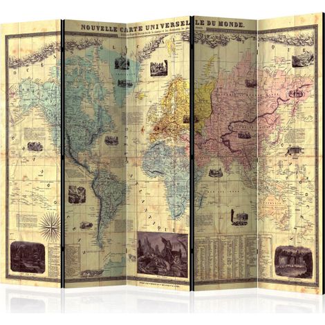 Paravent 5 Volets "Nouvelle Carte du Monde" 172x225cm (1/2)
