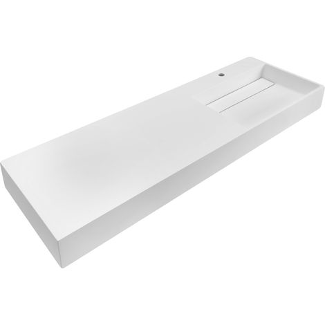 Lavabo suspendido de pared clásico rectangular fundición mineral acabado mate 150 x 48 cm blanco Cusco (1/5)
