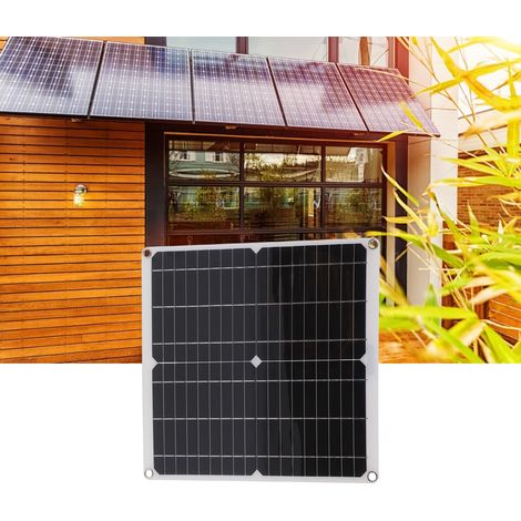 Kit solar flexible con 2 módulos monocristalinos de 25 W – 20 V, controlador de 20 A y cables – para conexiones de batería y USB, aplicaciones portátiles. (1/5)