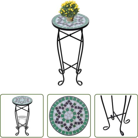 vidaXL Garten Tisch - Beistelltisch Mosaik Grün und Weiß