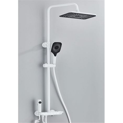 Ensemble de douche mitigeur thermostatique intelli Ensemble de douche numérique Piano noir robinets de salle de bain en laiton intelligents robinet de cascade chaud et froid système de douche blanc pl (1/5)