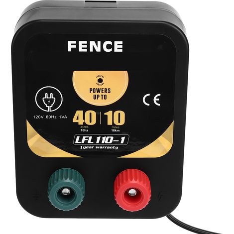Chargeur de clôture électrique portable 10 miles (16 km) pour clôture électrique Animal Pulse, 0,3 J, 110 V (États-Unis). (1/5)