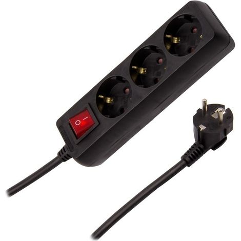 Base Múltiple 3 Enchufes Tipo F Schuko 3m Negro