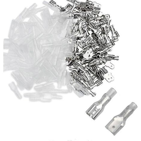 200 cosses à sertir mâles/femelles à fourche, connecteurs pour câblage, 4,8 mm (1/5)