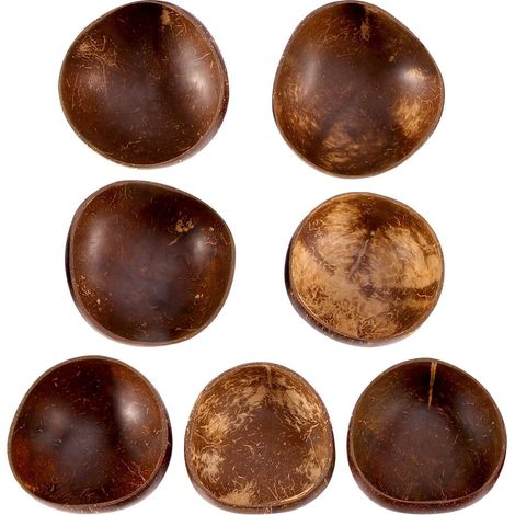 7PCS 12-15Cm Bol de Noix de coco Fait Une Main Coquille de Noix de coco Cuillère en Bois Salade de Dessert Bol de Mélange de Fruits Bol de Ramen (1/5)