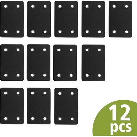12 supports plats en acier inoxydable à une seule face, supports métalliques à bord droit, plaque de montage plate avec vis. (1/5)