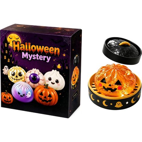 Jouet anti-stress d'Halloween - Doux, non collant, formes amusantes, jouet à rebond lent sur le thème d'Halloween - Citrouille 5,5 cm