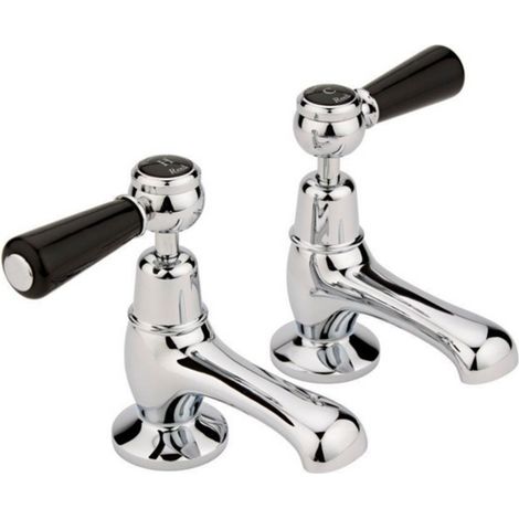 Hudson Reed Topaz Black Lever Basin Taps Dome Collar (1/3)