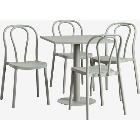 Set de Mesa Cuadrada 70x70 cm y 4 Sillas de Jardín Mizzi SKLUM             