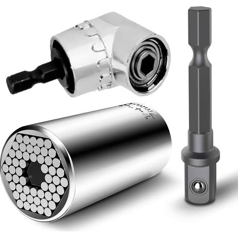 7-19 mm Ratschen-Universalsteckschlüssel-Adapter (metrisch) für Bohrmaschinen und Schraubendreher mit 105°-Winkelverlängerung