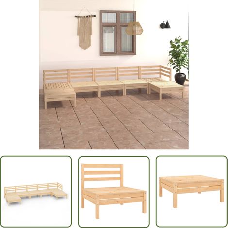 Salon de jardin 7 pcs Meuble de jardin Mobilier de jardin Bois de pin massif 46338 (1/5)