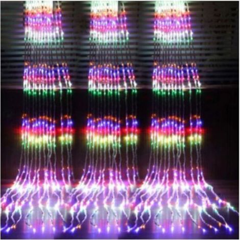 Guirlandes lumineuses Cascade LED Débit D'eau Effet De Neige Rideau Fée Suspendue Scintillant Débit D'eau Lumière (3×2m,240leds (1/4)