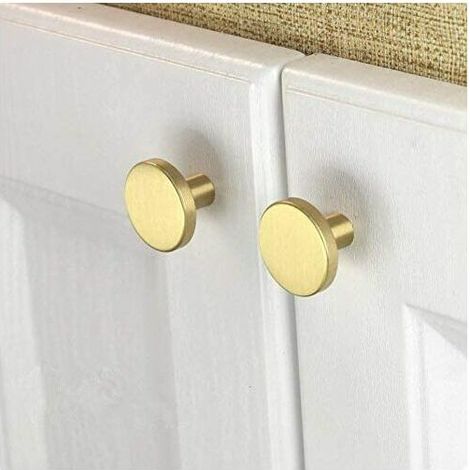 Confezione da 10 pomelli per porte in ottone massiccio, pomelli rotondi per mobili vintage, maniglie rotonde con viti per armadi, cassetti, armadi, guardaroba, 20 x 32 mm (10 pezzi) (1/5)