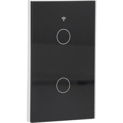 Ortviai Interrupteur tactile intelligent 2 voies Zigbee Tuya avec commande vocale, verre trempé noir, 100-240 V (1/4)
