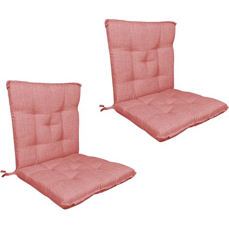 Set Cuscini Sedia Con Schienale Imbottiti Con Laccetti Banda Elastica 40 x 80 Cm Corallo - 2 Pezzi