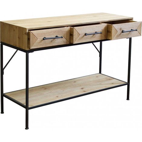 Mobile credenza da ingresso con struttura in legno e metallo con 3 cassetti e ripiano inferiore Linea Industrial (1/5)