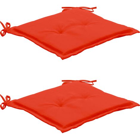 Juego de 2 cojines para silla de jardín 100% poliéster impermeable rojo 50x50x3 cm DEC021728