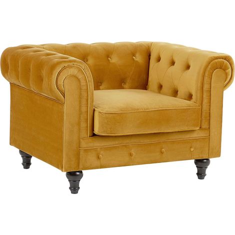 Armchair CHESTERFIELD Velvet Mustard (1/5)