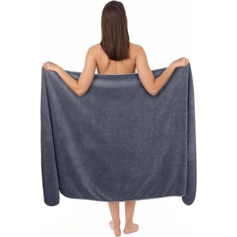 Serviette de Bain XXL, 100x200 cm Grande Serviette en Microfibre Coton, Doux, Haute Absorbance - Idéale Sauna, Spa (Gris) (1/5)