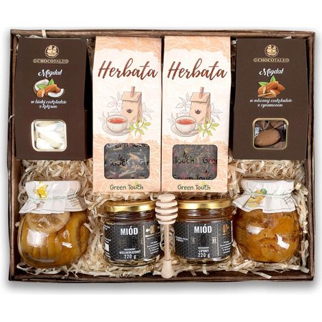 Großer Geschenkkorb mit Mandeltee und verarbeitetem Honig (1/5)