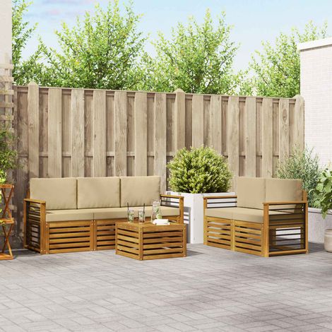 vidaXL Outdoor-Sofagarnitur 6 Stk. Natur und Beige Massivholz Akazie (1/5)