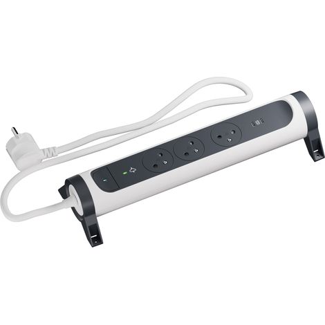 LEGRAND - Rallonge multiprise rotative 3 prises de courant Surface 16A 230V-3680W + 2 prises USB Type-C 4A 5V-20W - Blanc/Noir (1/5)